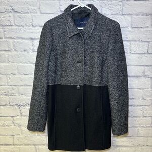 Lands End Size 14 Tall Wool Blend Vintage Heavy Button Coat Jacket Color Block